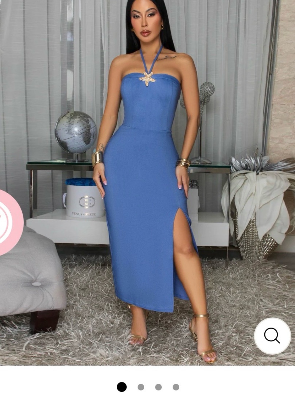 Backless Halter Midi Dress in Cornflower Blue
